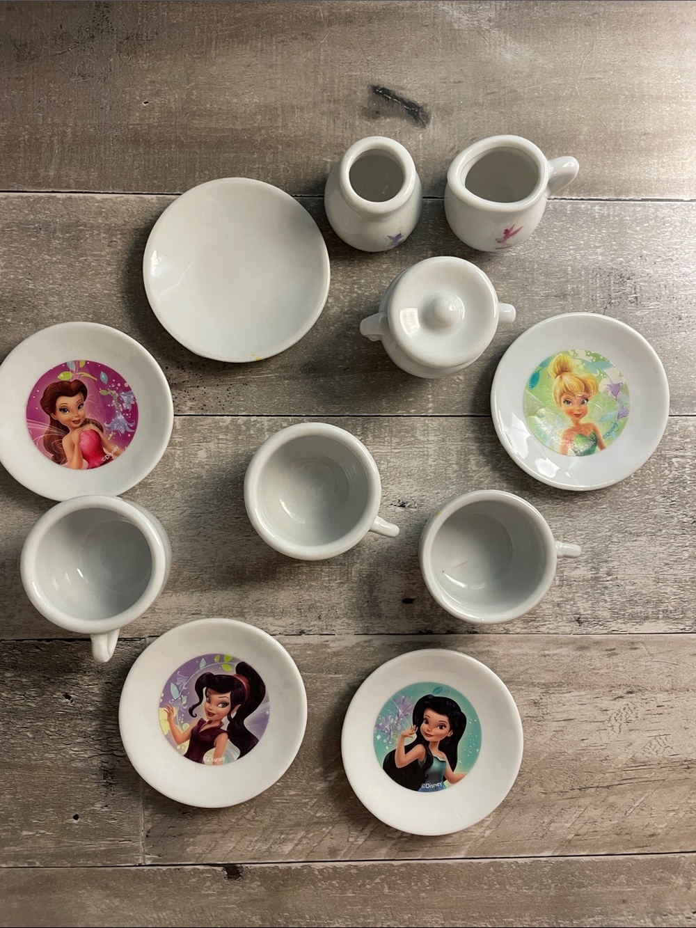 Disney White Kids Porcelain Tea Set with Colorful Princess Plates